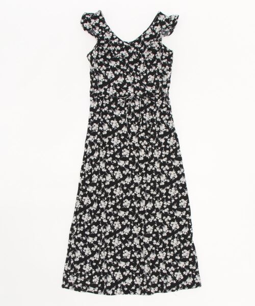 LOPASS(ロパス)の「花柄プリントフリルアップワンピース(ワンピース・レディース・ブラック・M/L)」の3枚目の写真