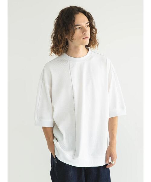 CRAFT STANDARD BOUTIQUE(クラフトスタンダードブティック)の「リサイクル切り替えH/S TEE-A(Tシャツ/カットソー・メンズ・ブラック/オフホワイト/杢グレー・M/L/XL)」の4枚目の写真