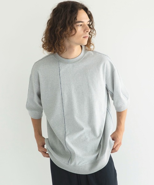 CRAFT STANDARD BOUTIQUE(クラフトスタンダードブティック)の「リサイクル切り替えH/S TEE-A(Tシャツ/カットソー・メンズ・ブラック/オフホワイト/杢グレー・M/L/XL)」の1枚目の写真