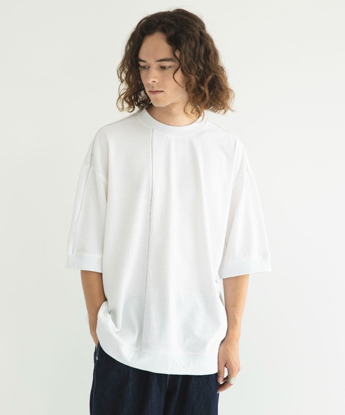 CRAFT STANDARD BOUTIQUE(クラフトスタンダードブティック)の「リサイクル切り替えH/S TEE-A(Tシャツ/カットソー・メンズ・ブラック/オフホワイト/杢グレー・M/L/XL)」の2枚目の写真