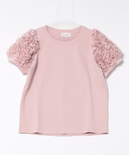 M y u(ミュー)の「フラワーパフスリーブ トップス(Tシャツ/カットソー・レディース・ホワイト/ブラック/ネイビー/ピンク・FREE/L)」の22枚目の写真