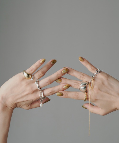 金属アレルギー対応】Grass pearl pinky ring/パールデザインピンキー