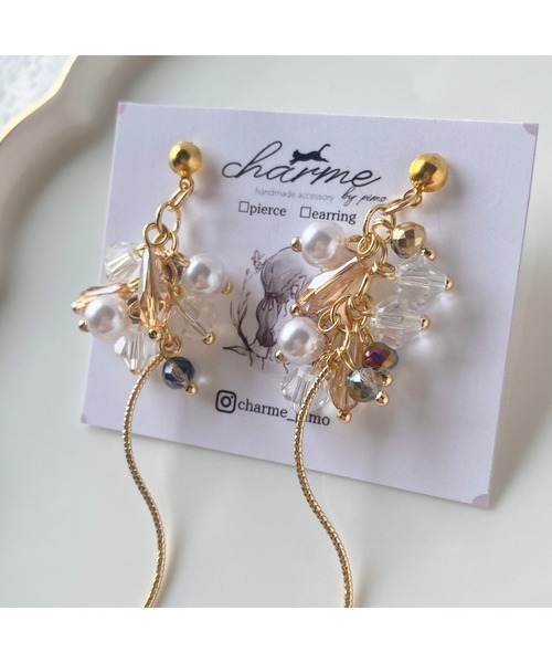 tone(トーン)の「【charme by pimo 】天然石 ピアス(MA)(ピアス(両耳用)・レディース・ゴールド・FREE)」の2枚目の写真