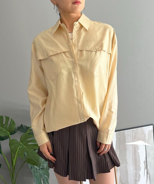 Jewelobe(ジュエローブ)の「ヨークフラップセミグロシーオーバーシャツ(シャツ/ブラウス・レディース・ピンク/ブラック/ブルー/イエロー・FREE)」の16枚目の写真
