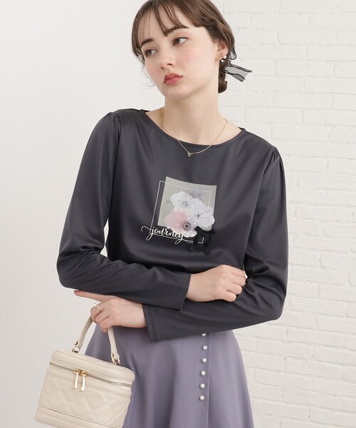 couture brooch（クチュールブローチ）の「◆アソート柄デザインロンT（Tシャツ/カットソー・レディース・ホワイト系8/チャコールグレー/オフホワイト/ピンク・38/40/42）」の3枚目の写真