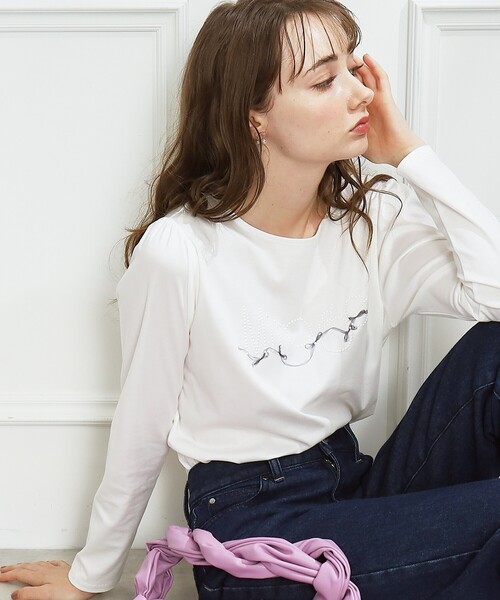 couture brooch（クチュールブローチ）の「◆アソート柄デザインロンT（Tシャツ/カットソー・レディース・ホワイト系8/チャコールグレー/オフホワイト/ピンク・38/40/42）」の5枚目の写真