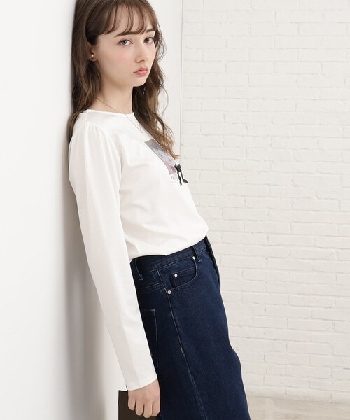 couture brooch（クチュールブローチ）の「◆アソート柄デザインロンT（Tシャツ/カットソー・レディース・ホワイト系8/チャコールグレー/オフホワイト/ピンク・38/40/42）」の7枚目の写真