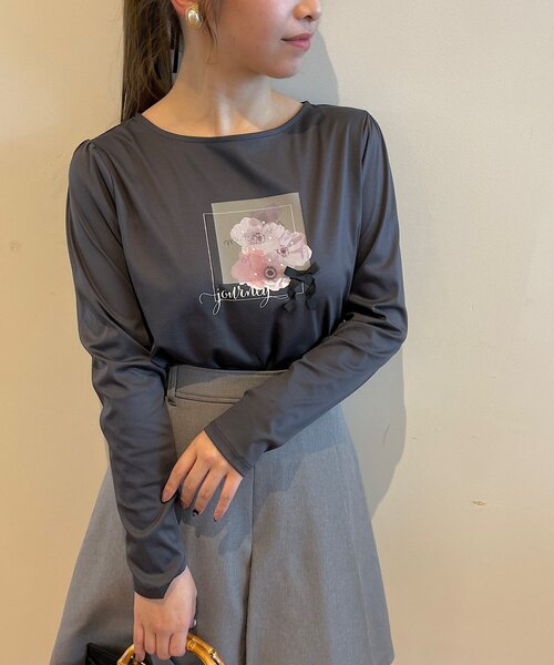 couture brooch（クチュールブローチ）の「◆アソート柄デザインロンT（Tシャツ/カットソー・レディース・ホワイト系8/チャコールグレー/オフホワイト/ピンク・38/40/42）」の14枚目の写真