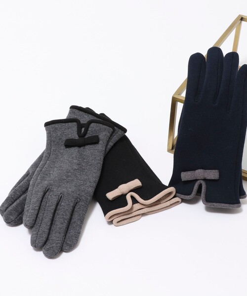 NOLLEY’S（ノーリーズ）の「リボンジャージグローブ（手袋・レディース・グレー/ブラック/ネイビー・FREE）」の8枚目の写真