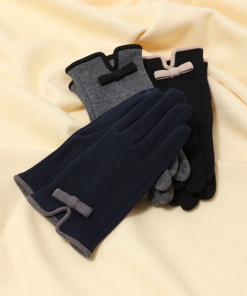 NOLLEY’S（ノーリーズ）の「リボンジャージグローブ（手袋・レディース・グレー/ブラック/ネイビー・FREE）」の9枚目の写真