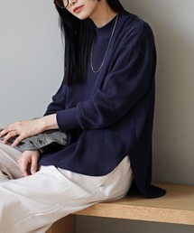 zootie | 【シンプルなのに「上品」に魅せる】ワッフルカットソー ラウンド テールヘム プルオーバー(Tシャツ/カットソー)