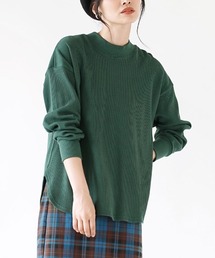 【シンプルなのに「上品」に魅せる】ワッフルカットソー ラウンド テールヘム プルオーバー