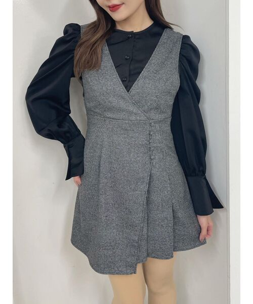 EATME（イートミー）の「サイドプリーツラップライクジャンスカ（ジャンパースカート・レディース・その他1/ブラック/グレー・SMALL/MEDIUM）」の9枚目の写真