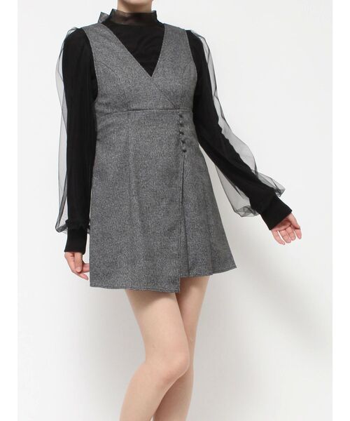 EATME（イートミー）の「サイドプリーツラップライクジャンスカ（ジャンパースカート・レディース・その他1/ブラック/グレー・SMALL/MEDIUM）」の12枚目の写真