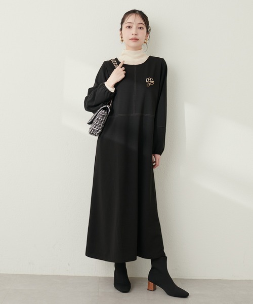 natural couture（ナチュラルクチュール）の「【mamamo】2WAY配色カットワンピース（ワンピース・レディース・ライトベージュ/パープル/ブラック/ボルドー・FREE）」の6枚目の写真
