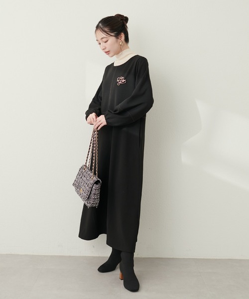 natural couture（ナチュラルクチュール）の「【mamamo】2WAY配色カットワンピース（ワンピース・レディース・ライトベージュ/パープル/ブラック/ボルドー・FREE）」の7枚目の写真