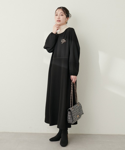 natural couture（ナチュラルクチュール）の「【mamamo】2WAY配色カットワンピース（ワンピース・レディース・ライトベージュ/パープル/ブラック/ボルドー・FREE）」の8枚目の写真