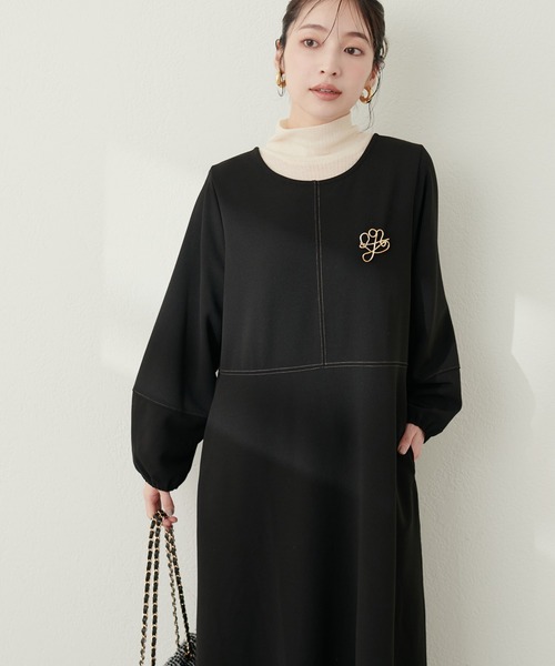 natural couture（ナチュラルクチュール）の「【mamamo】2WAY配色カットワンピース（ワンピース・レディース・ライトベージュ/パープル/ブラック/ボルドー・FREE）」の10枚目の写真