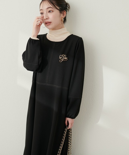 natural couture（ナチュラルクチュール）の「【mamamo】2WAY配色カットワンピース（ワンピース・レディース・ライトベージュ/パープル/ブラック/ボルドー・FREE）」の12枚目の写真