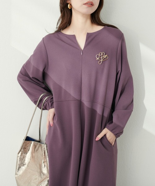 natural couture（ナチュラルクチュール）の「【mamamo】2WAY配色カットワンピース（ワンピース・レディース・ライトベージュ/パープル/ブラック/ボルドー・FREE）」の21枚目の写真