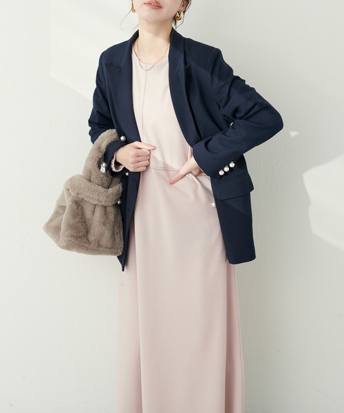natural couture（ナチュラルクチュール）の「【mamamo】2WAY配色カットワンピース（ワンピース・レディース・ライトベージュ/パープル/ブラック/ボルドー・FREE）」の14枚目の写真