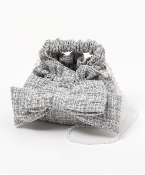 Heather（ヘザー）の「【キャセリーニ】リボンミニBAG　977329（ショルダーバッグ・レディース・グレー/アイボリー/ブラック・ONE SIZE）」の3枚目の写真