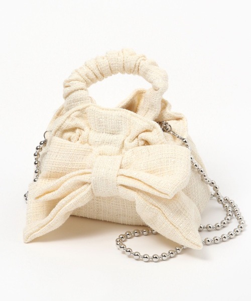 Heather（ヘザー）の「【キャセリーニ】リボンミニBAG　977329（ショルダーバッグ・レディース・グレー/アイボリー/ブラック・ONE SIZE）」の5枚目の写真