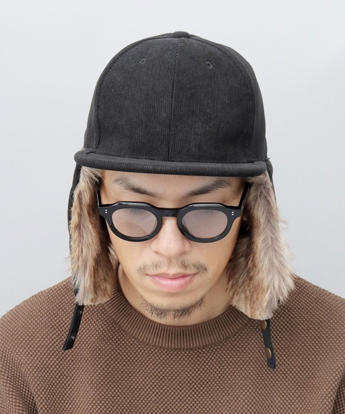 A.M.S.(エーエムエス)の「MIXファー イヤーフラップ付き コーデュロイ 平ツバ フライトキャップ(キャップ・メンズ・ブラック/オリーブ/ベージュ・FREE)」の5枚目の写真