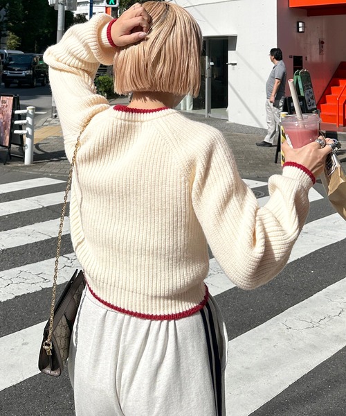 Alley by w closet（アリーバイダブルクローゼット）の「【Alley】ネコ刺しゅうニットプルオーバー（ニット/セーター・レディース・オフホワイト/ネイビー・FREE）」の15枚目の写真