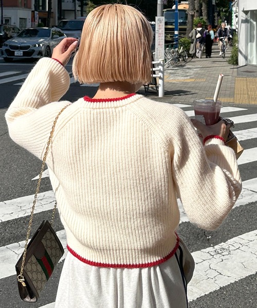 Alley by w closet（アリーバイダブルクローゼット）の「【Alley】ネコ刺しゅうニットプルオーバー（ニット/セーター・レディース・オフホワイト/ネイビー・FREE）」の20枚目の写真