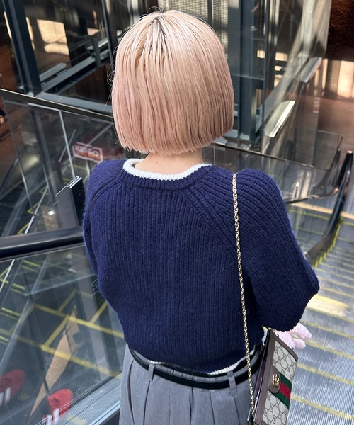 Alley by w closet（アリーバイダブルクローゼット）の「【Alley】ネコ刺しゅうニットプルオーバー（ニット/セーター・レディース・オフホワイト/ネイビー・FREE）」の6枚目の写真