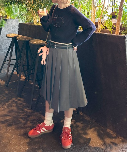 Alley by w closet（アリーバイダブルクローゼット）の「【Alley】ネコ刺しゅうニットプルオーバー（ニット/セーター・レディース・オフホワイト/ネイビー・FREE）」の11枚目の写真