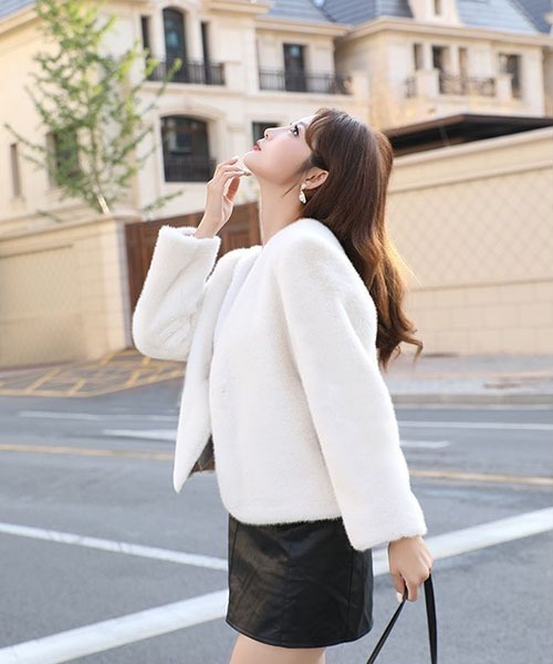 gossip!ロサンゼルス(ゴシップロサンゼルス)の「フェイクファー コート(ダウンジャケット/コート・レディース・ブラック/ベージュ/アイボリー/ホワイト/ダークグレー・M/L)」の2枚目の写真
