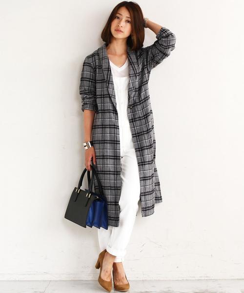 BEAUTY&YOUTH UNITED ARROWS（ビューティーアンドユースユナイテッドアローズ）の「BY∵ ソフトネルチェックガウン/コーディガン ◆（その他アウター・レディース・グレー/ネイビー・FREE）」の12枚目の写真