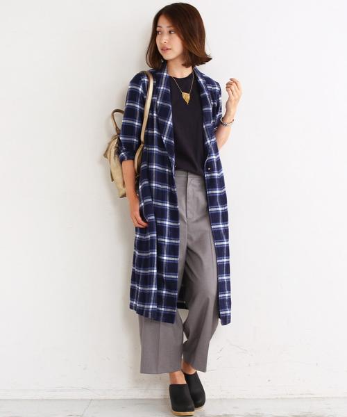 BEAUTY&YOUTH UNITED ARROWS（ビューティーアンドユースユナイテッドアローズ）の「BY∵ ソフトネルチェックガウン/コーディガン ◆（その他アウター・レディース・グレー/ネイビー・FREE）」の13枚目の写真