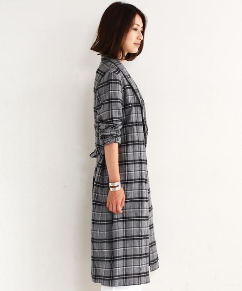 BEAUTY&YOUTH UNITED ARROWS（ビューティーアンドユースユナイテッドアローズ）の「BY∵ ソフトネルチェックガウン/コーディガン ◆（その他アウター・レディース・グレー/ネイビー・FREE）」の6枚目の写真