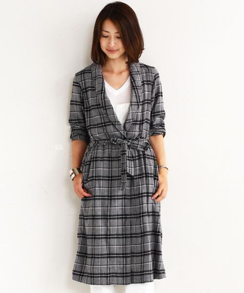 BEAUTY&YOUTH UNITED ARROWS（ビューティーアンドユースユナイテッドアローズ）の「BY∵ ソフトネルチェックガウン/コーディガン ◆（その他アウター・レディース・グレー/ネイビー・FREE）」の8枚目の写真