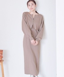 mysty woman | ダブルZIPニットカーデ×ノースリワンピ　996655(ワンピース)