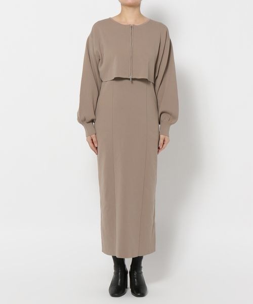 mysty woman（ミスティウーマン）の「ダブルZIPニットカーデ×ノースリワンピース　996655（ワンピース・レディース・オフホワイト/チャコールグレー/モカ・FREE）」の13枚目の写真