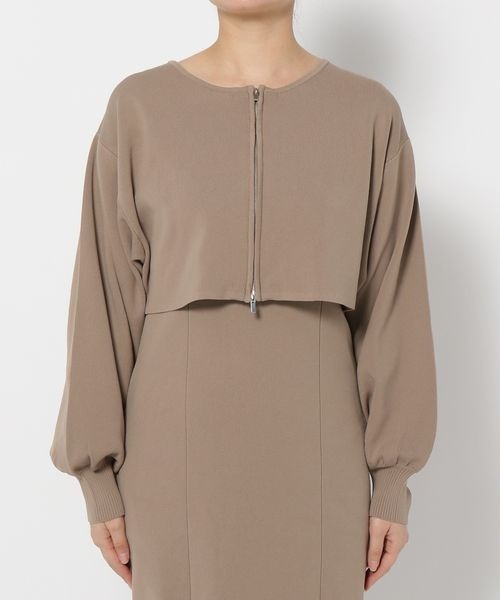 mysty woman（ミスティウーマン）の「ダブルZIPニットカーデ×ノースリワンピース　996655（ワンピース・レディース・オフホワイト/チャコールグレー/モカ・FREE）」の16枚目の写真