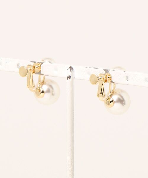 ダブルパールイヤリング【結婚式/フォーマル/デイリー】（イヤリング