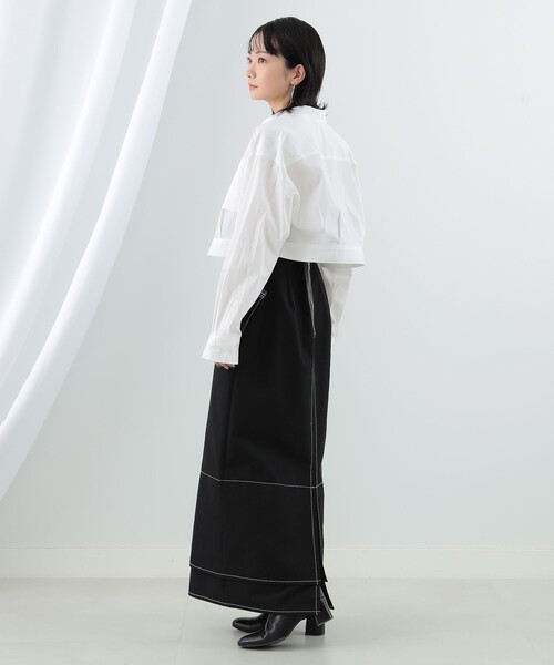 Ray BEAMS（レイビームス）の「Ray BEAMS / アウト ポケット クロップド シャツ（シャツ/ブラウス・レディース・サックスブルー/ホワイト・ONE SIZE）」の4枚目の写真