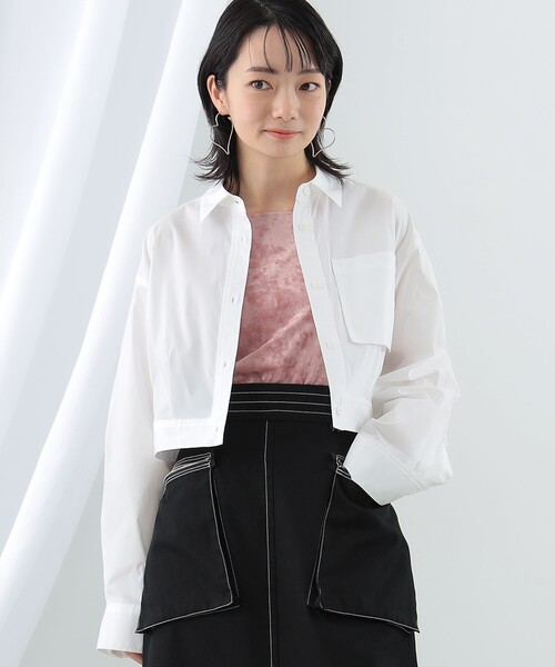 Ray BEAMS（レイビームス）の「Ray BEAMS / アウト ポケット クロップド シャツ（シャツ/ブラウス・レディース・サックスブルー/ホワイト・ONE SIZE）」の6枚目の写真