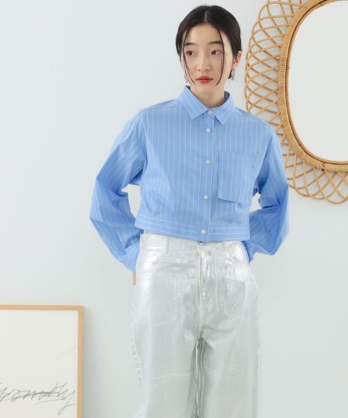 Ray BEAMS（レイビームス）の「Ray BEAMS / アウト ポケット クロップド シャツ（シャツ/ブラウス・レディース・サックスブルー/ホワイト・ONE SIZE）」の13枚目の写真