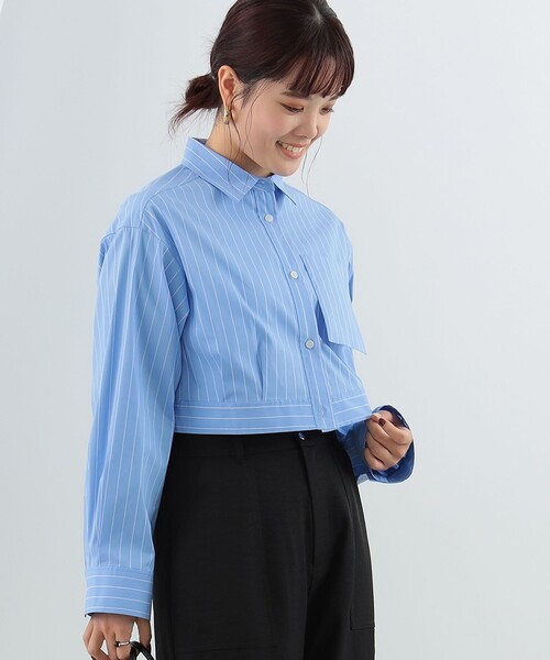 Ray BEAMS（レイビームス）の「Ray BEAMS / アウト ポケット クロップド シャツ（シャツ/ブラウス・レディース・サックスブルー/ホワイト・ONE SIZE）」の18枚目の写真