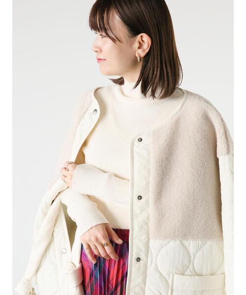 Lugnoncure（ルノンキュール）の「ノーカラーボアキルト切替コート（その他アウター・レディース・カーキ/ブラック/オフホワイト・F）」の9枚目の写真