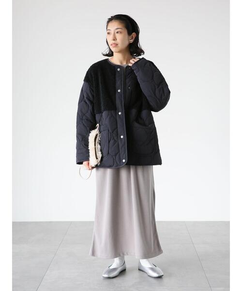 Lugnoncure（ルノンキュール）の「ノーカラーボアキルト切替コート（その他アウター・レディース・カーキ/ブラック/オフホワイト・F）」の10枚目の写真