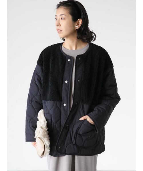 Lugnoncure（ルノンキュール）の「ノーカラーボアキルト切替コート（その他アウター・レディース・カーキ/ブラック/オフホワイト・F）」の13枚目の写真