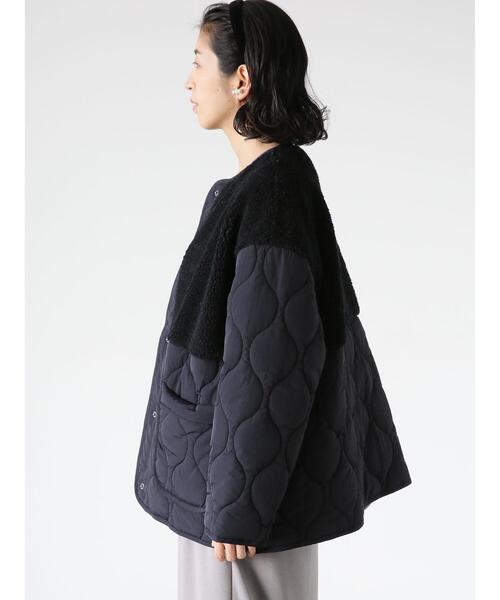 Lugnoncure（ルノンキュール）の「ノーカラーボアキルト切替コート（その他アウター・レディース・カーキ/ブラック/オフホワイト・F）」の15枚目の写真