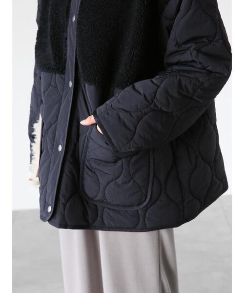 Lugnoncure（ルノンキュール）の「ノーカラーボアキルト切替コート（その他アウター・レディース・カーキ/ブラック/オフホワイト・F）」の18枚目の写真
